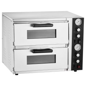 Pizza Oven Electric, 18" Double-Deck Commercial Countertop Pizza Oven, 842 Fahrenheit Max Temp, Indoor Pizza Maker with Thermometer