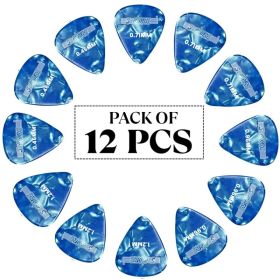 5 Core Guitar Picks 12 Piece Celluloid Light Medium Heavy Extra Heavy For Acoustic Electric Guitars (Option: BLUE)