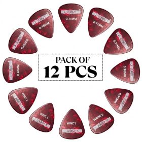 5 Core Guitar Picks 12 Piece Celluloid Light Medium Heavy Extra Heavy For Acoustic Electric Guitars (Option: RED)