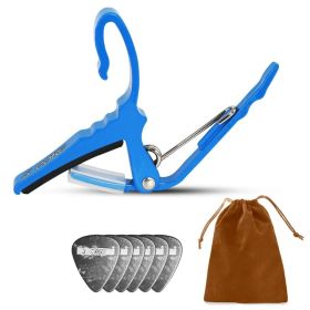 5Core Capo Acoustic Electric Guitar String Clip Banjo Mandolin Or Ukulele + 6Pcs Guitar Picks Celluloid Puas Para Guitarra + Carry Bag - CAPO AL (Option: CAPOALBLU)